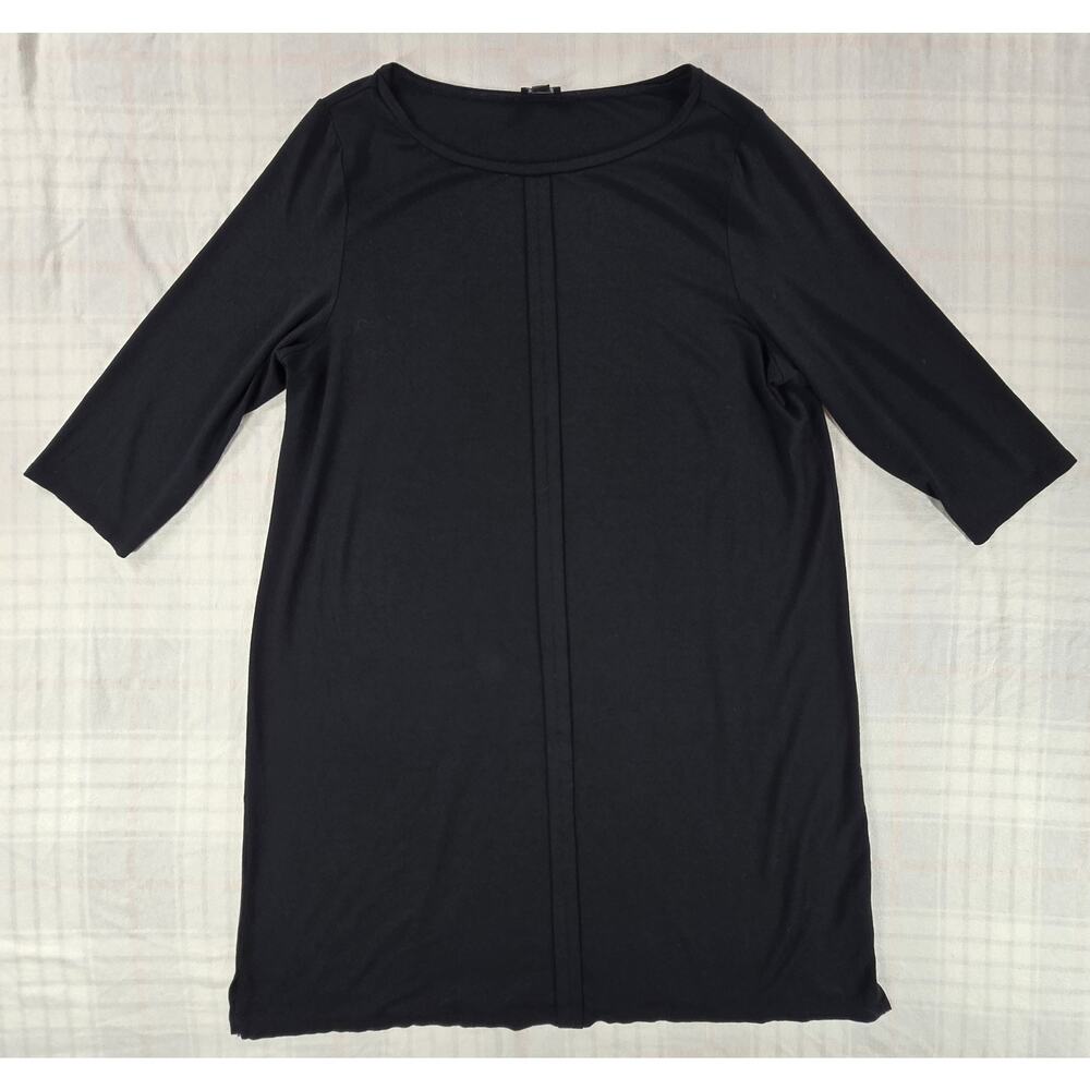 J Jill Wearever Womens Midi Shift Dress Stretch Minimalist Preppy Black XL